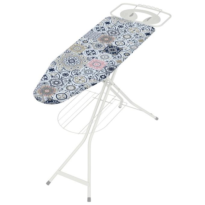 Colombo Stella A122L16W – Asse da stiro pieghevole, piano 120×40 cm, struttura in acciaio, altezza regolabile a 6 posizioni, supporto ferro incluso, rivestimento in cotone, colore Bianco