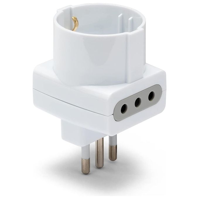 Velamp ADAPT-3-10S Adattatore Triplo 1 Presa Schuko 10-16a  2 Prese 10a. Spina 10a