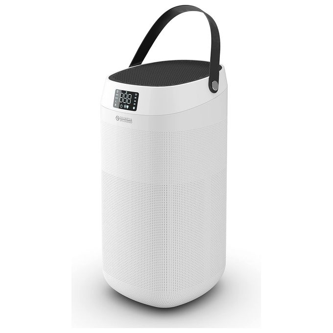 Olimpia Splendid Aura Care - Purificatore d'aria per ambienti fino a 45 m², HEPA 13+UV‑C+carboni attivi, 30‑56 dB, Wi‑Fi, ionizzatore, display touch, spia filtro, Bianco