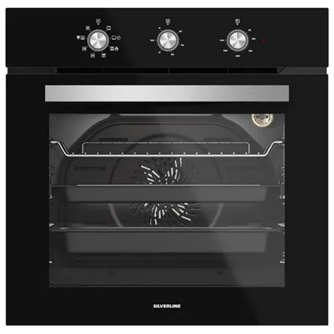 Silverline S3 BO6503B03 Forno elettrico da incasso 72 Litri ventilato Multifunzione Classe A Nero Manopole a scomparsa