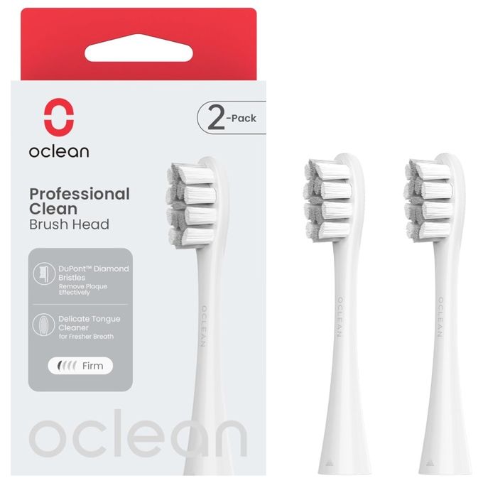 OCLEAN Testine di Ricambio Professional Clean W06 6 Pezzi Testa a Pennello Bianco per Spazzolini Elettrici
