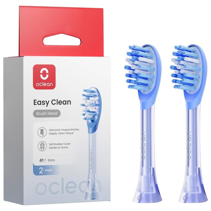 OCLEAN Testine di Ricambio Ease 2 Pezzi Blu per Spazzolini Elettrici Alta Qualita' e Durabilita'
