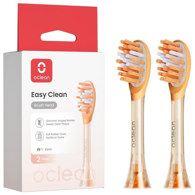 OCLEAN Testine di Ricambio Ease Arancioni 2 Pezzi per Spazzolini Elettrici Cura del Corpo