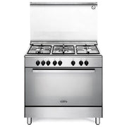 De Longhi DEMX 96 SG Cucina a Gas 5 Fuochi Forno Elettrico 83 Litri 90x60 cm Classe A con Coperchio in Cristallo colore Inox