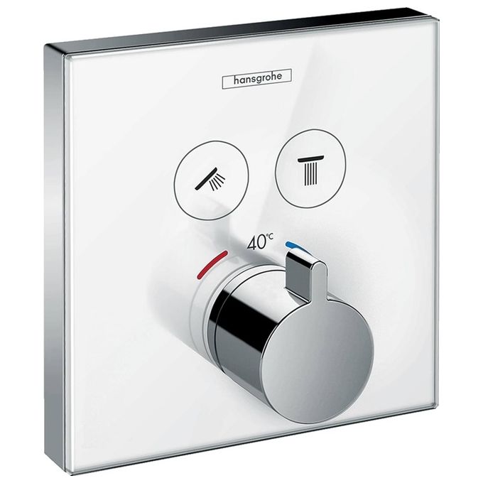 Hansgrohe Showerselect Glass Parte Est. Miscelat. Doccia Termostatico 2 Utenze Bianco-Cromo