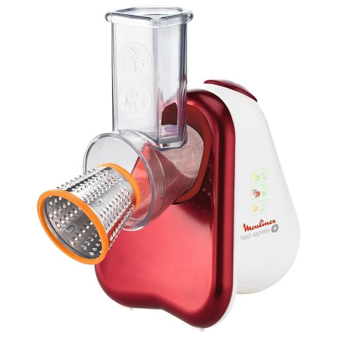Moulinex DJ755G10 Fresh Express Plus Affettatutto Grattugia Elettrico 200 W con 5 Funzioni di Taglio e Capacita' di 1 Litro Color Rosso