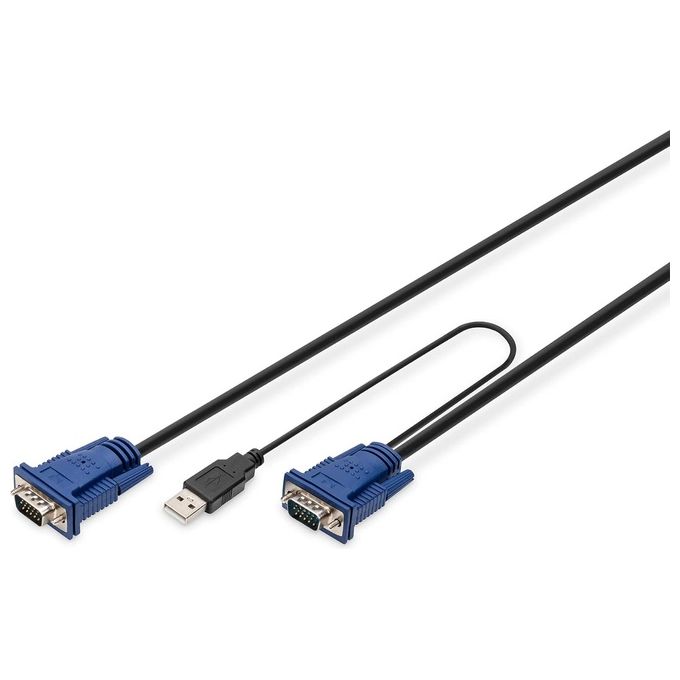 Digitus cavo triplo per console con switch kvm per server usb-ps2 - mt. 1,80
