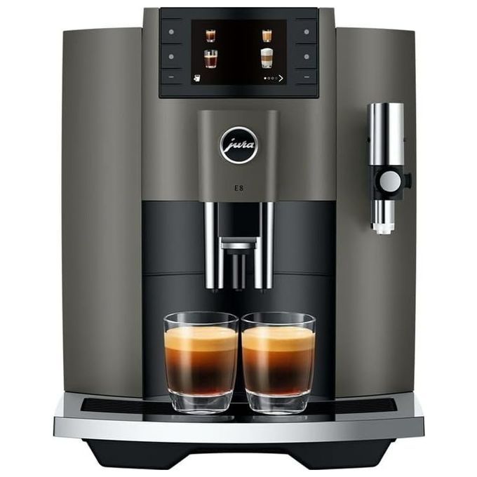 JURA E8 Dark Inox - Macchina da caffe' automatica, 1,9 L, 15 bar, 1450 W, 17 specialita', macinacaffe' P.A.G.2, display da 3,5'', sistema cappuccino, Dark Inox
