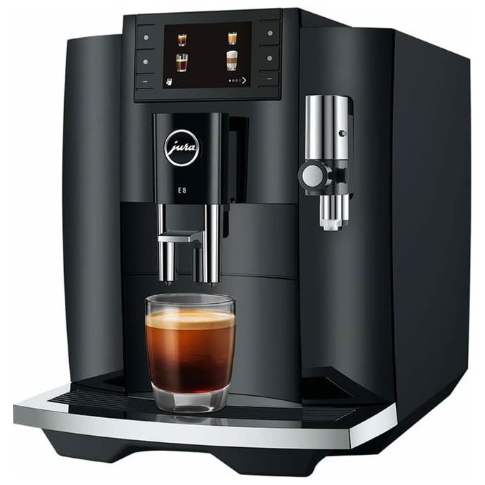 JURA E8 Piano Black - Macchina da caffe' automatica, 1,9 L, 15 bar, 1450 W, 17 specialita', macinacaffe' P.A.G.2, display da 3,5'', sistema cappuccino, Nero