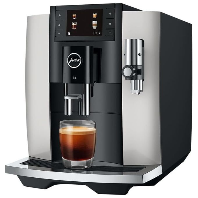JURA E8 Platinum Macchina da caffe' automatica 19 L 15 bar 1450 W 17 specialita' macinacaffe' P.A.G.2 display da 35'' sistema cappuccino Platino
