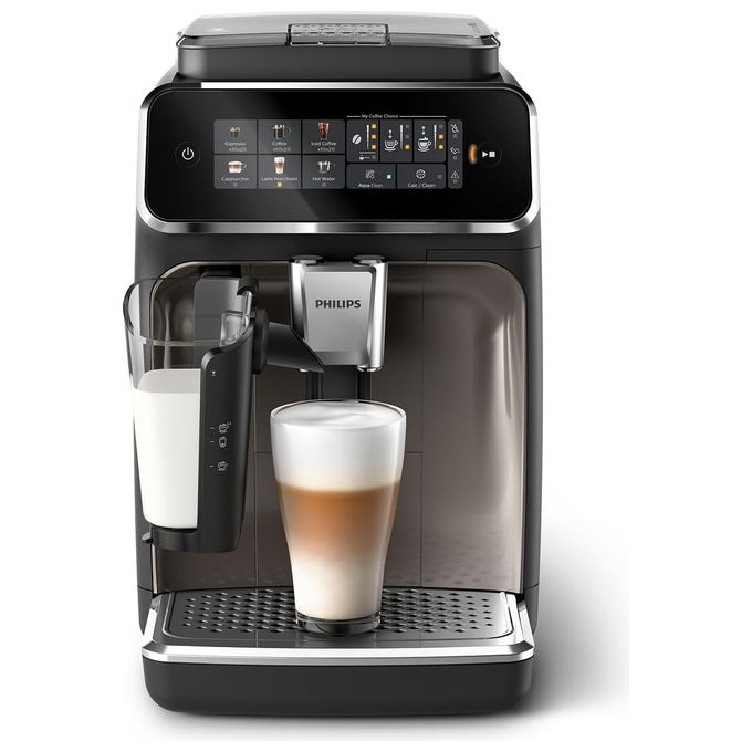 Philips Serie 3300 EP3347-90 Macchina da caffe' automatica Display touch screen a colori LatteGo SilentBrew Macinacaffe' in ceramica al 100% Filtro AquaClean Cromato nero