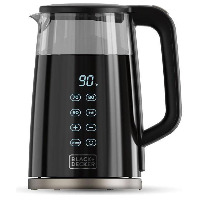 BLACK e DECKER Bollitore in Vetro 2200W 1.7 Litri Spegnimento Automatico Nero