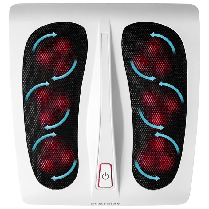 HoMedics Massaggiatore Piedi Elettrico con Funzione Calore - Massaggiatore Plantare 6 Testine Massaggianti e 18 Nodi Rotanti Massaggio Rinvigorente Intenso e Profondo per Ridurre lo Stress - Bianco