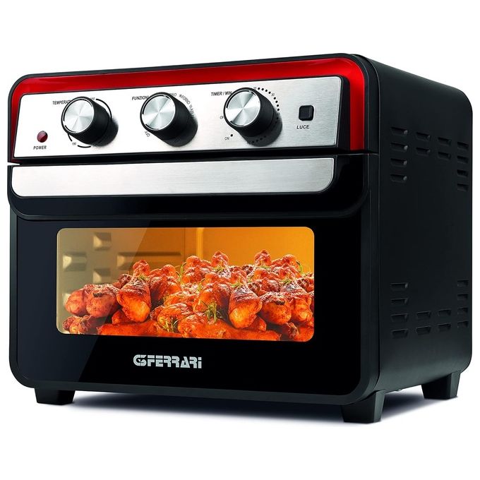 G3 Ferrari Friggisano Forno Friggitrice ad Aria 22 Litri 1700 Watt Nero e Rosso Compatta e Efficiente per la Cottura Sana