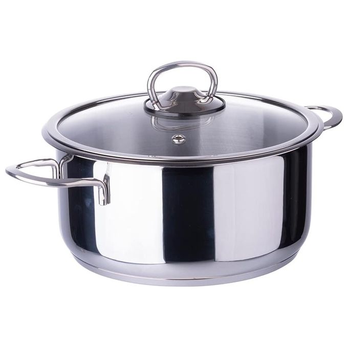 Casseruola 22 cm in acciaio inox 18-0 coperchio in vetro e acciaio, triplo fondo, Carmelina Si'Chef