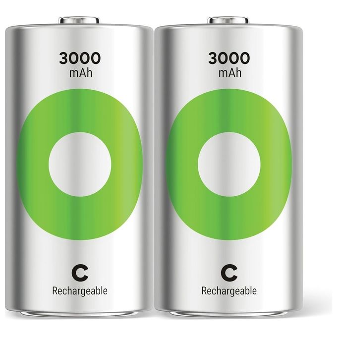 GP Batteries ReCyko NiMH Batterie C Baby 3000mAH Pronte per l'Uso 1x2 Pezzi