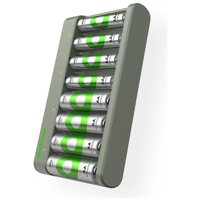 GP Batteries ReCyko E821 8-Fold Round Batterie Charger4xAA 2100mAh-4xAA 850mAh