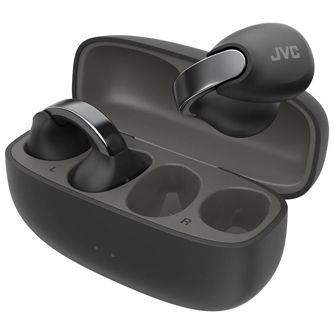 JVC Nearphones HA-NP1T-B Cuffie in stile Earcuff con archetto lucido vestibilita' comoda Bluetooth 5.3 Nero