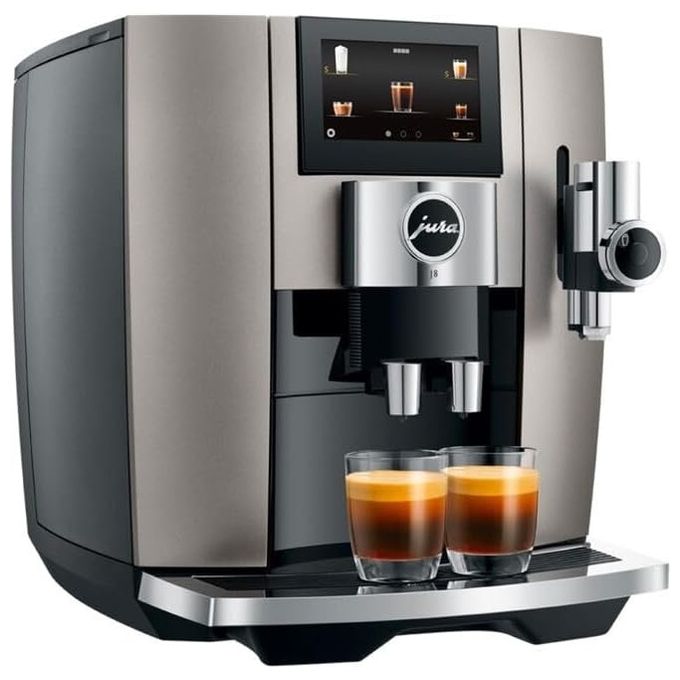 JURA J8 Midnight Silver - Macchina da caffe' automatica, 1,9 L, 15 bar, 1450 W, 31 specialita', macinacaffe' P.A.G.2+, Sweet Foam, display touch da 4,3'', Argento