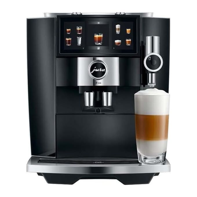JURA J8 Twin Diamond Black - Macchina da caffe' automatica, 1,9 L, 15 bar, 1450 W, 31 specialita', doppio macinacaffe' P.A.G.3+, Sweet Foam, display touch da 4,3'', Nero
