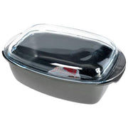 Antik Ars 90.42 Casseruola Rettangolare 40x21cm Linea Nera Coperchio in Vetro