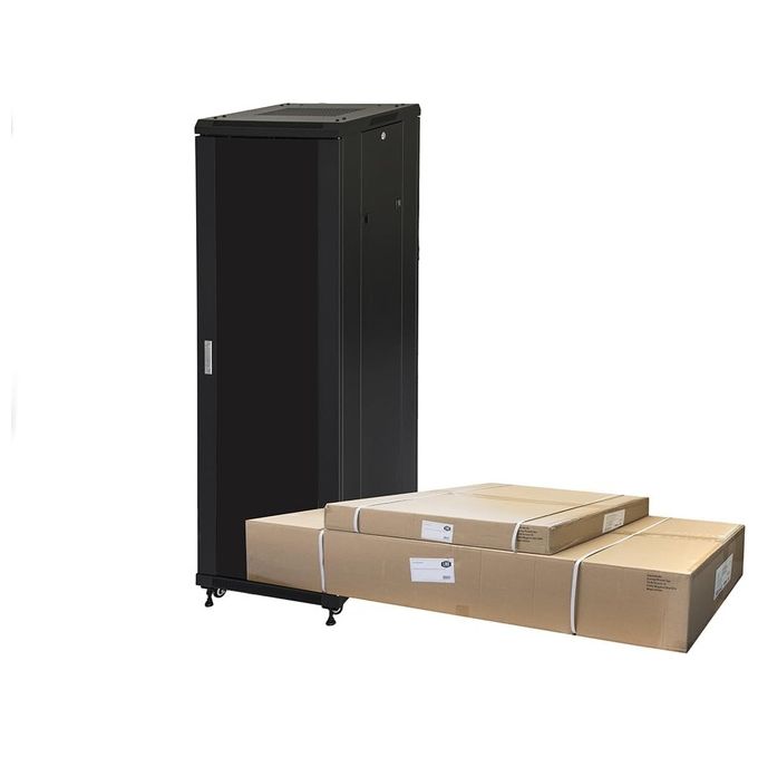 Link Armadio Rack 19'' 42u 2055x600x1000mm Colore Nero Porta Vetro Disassemblato