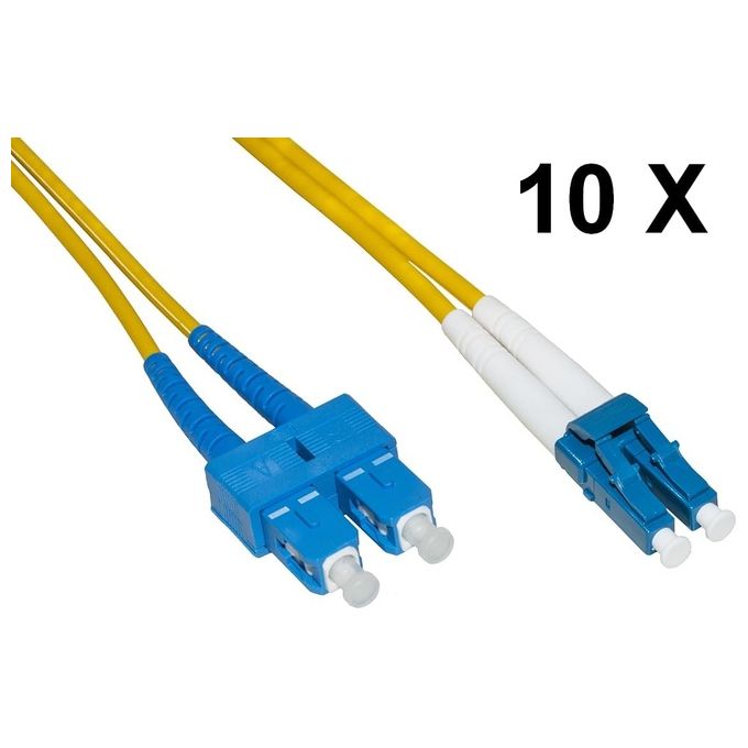 Link Confezione 10 Cavi Fibra Ottica LC a SC Singlemode Duplex Os2 Guaina 2mm 50-125 3mt