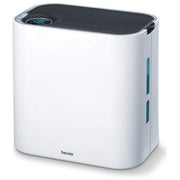 Beurer LR 330 - Purificatore d’aria per ambienti fino a 35 m², tecnologia 3‑strati (prefiltro + HEPA + carbone attivo), silenziosita' 20-50 dB, funzioni principali: umidificatore integrato 4,6 L, timer, modalita' automatica e notturna, Colore Bianco
