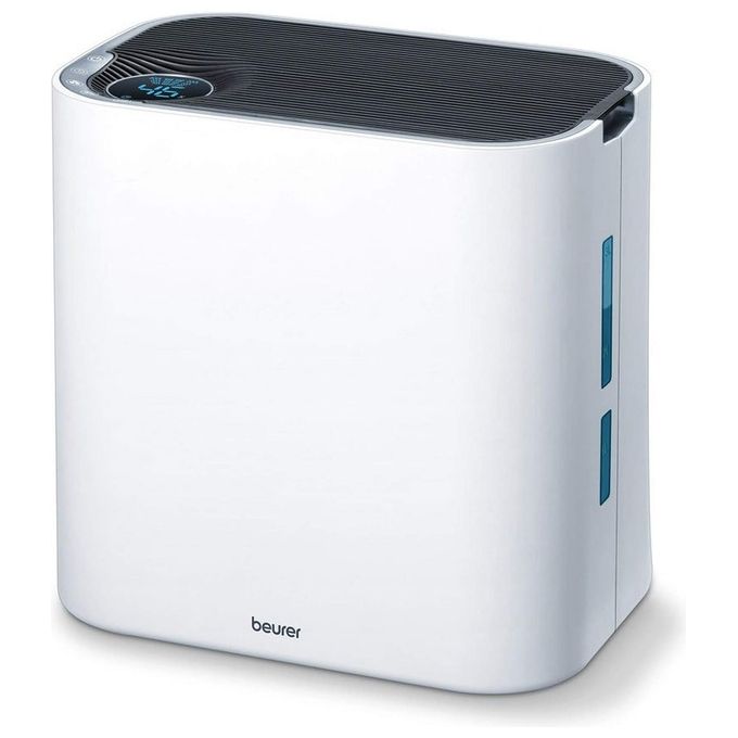 Beurer LR 330 - Purificatore d’aria per ambienti fino a 35 m², tecnologia 3‑strati (prefiltro + HEPA + carbone attivo), silenziosita' 20-50 dB, funzioni principali: umidificatore integrato 4,6 L, timer, modalita' automatica e notturna, Colore Bianco