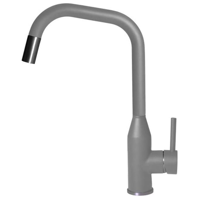 Elleci Dora Plus MGKDRP48 - Miscelatore da cucina monocomando, da incasso, Granitek, canna girevole con doccetta estraibile, 38 cm, Grigio Cemento