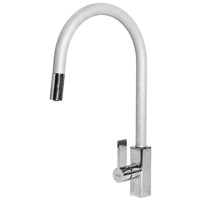 Elleci Rain Plus MKKRAP96 - Miscelatore da cucina monocomando, da incasso, Keratek Plus, canna girevole con doccetta estraibile, 41 cm, Bianco Assoluto