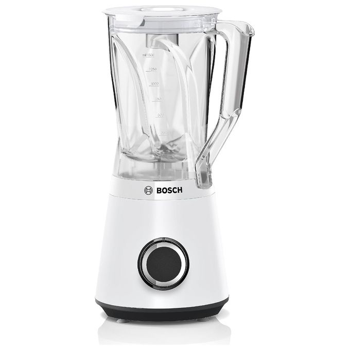 Bosch MMB6141W - Frullatore da tavolo, caraffa 1,5 L, potenza 1200 W, 2 velocita', funzioni principali per smoothie e tritaghiaccio, caraffa in plastica Tritan, colore Bianco