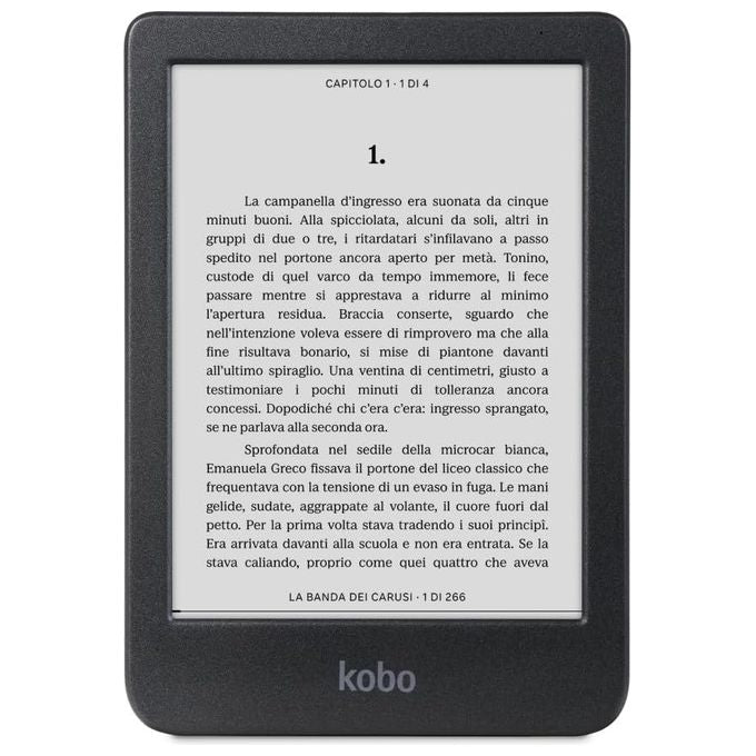 Kobo Clara BW eReader Display HD 6'' antiriflesso E Ink Carta 1300 Modalita' Scura Impermeabile 16Gb multiformato Nero