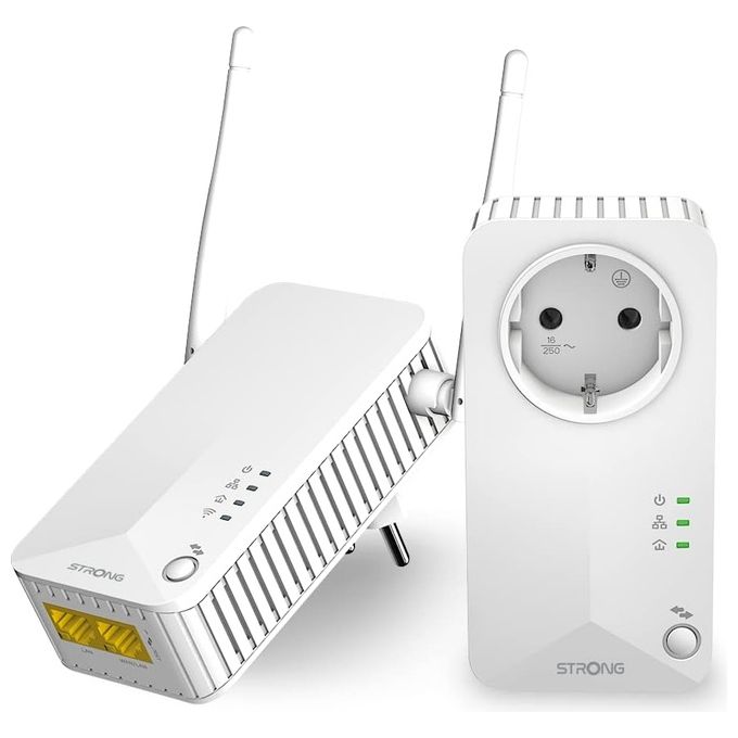 Strong Powerline WI-FI 600 KIT - WiFi 6 - Adattatore Powerline + adattatore Wi-Fi Powerlan - Hotspot WLAN - fino a 600 Mbit-s - Portata oltre 300 m, bianco