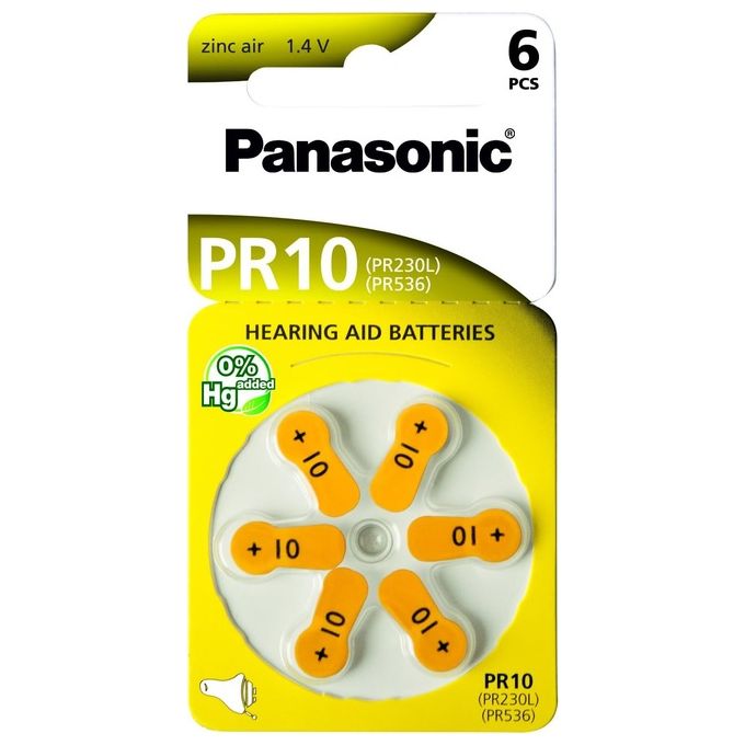 Panasonic PR 10 Pile per Apparecchi Acustici Zinc Air 6 Pezzi Rad