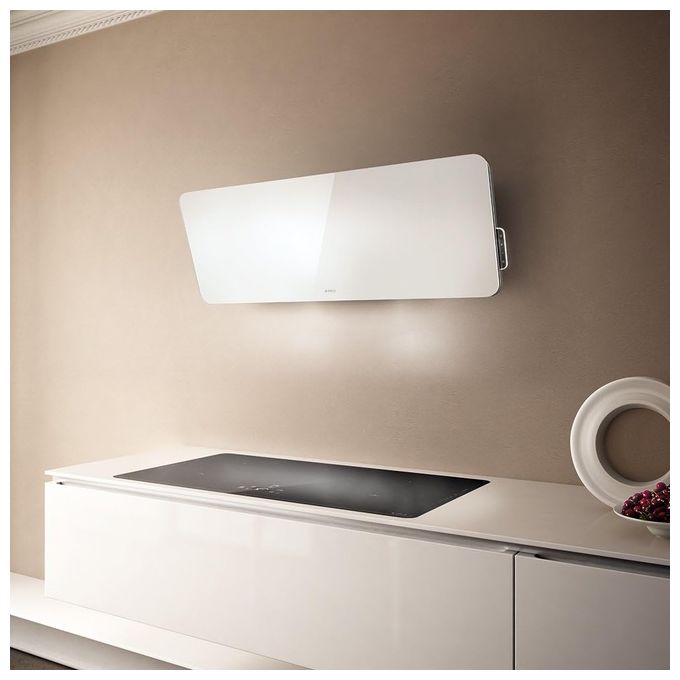 Elica PRF0038251A TIFFANY WH-F-110 - Cappa a parete filtrante 110 cm, 625 m³-h, Classe B, 45 dB, Controllo touch, 3 velocita', Filtro antigrasso in alluminio, Illuminazione LED 2x6 W, Vetro bianco