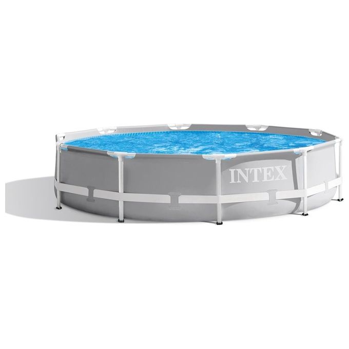 Intex 26700NP Piscina Fuori Terra Prisma Frame Rotonda 4485 L Acciaio e PVC Grigio 305x76 cm 305x76 cm Senza Filtro