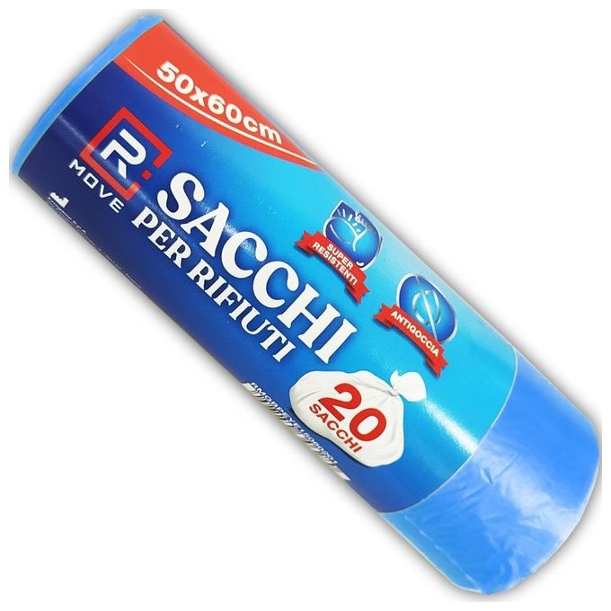 Rmove 1 Rotolo da 20 Sacchi Rifiuti 50x60cm Blu