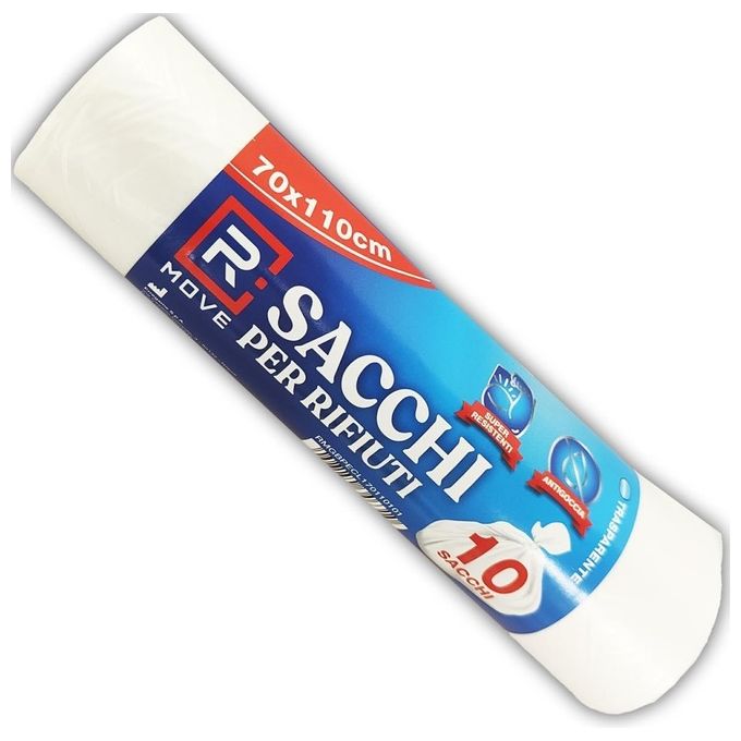 Rmove 1 Rotolo da 10 Sacchi Rifiuti 70x110cm Trasparenti