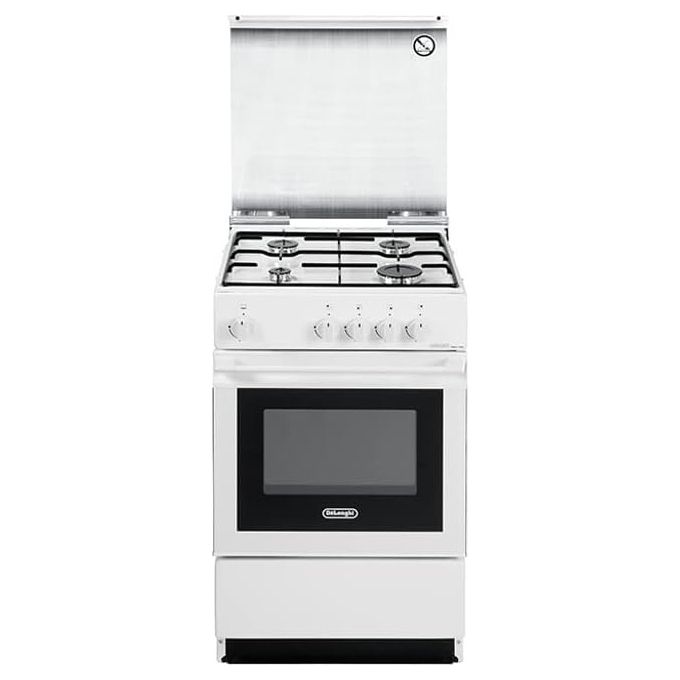 De Longhi SGW 554 GN N Linea Smart Cucina a Gas Libera Installazione Forno a Gas 4 Fuochi Classe energetica Coperchio in Cristallo 50 cm Bianco