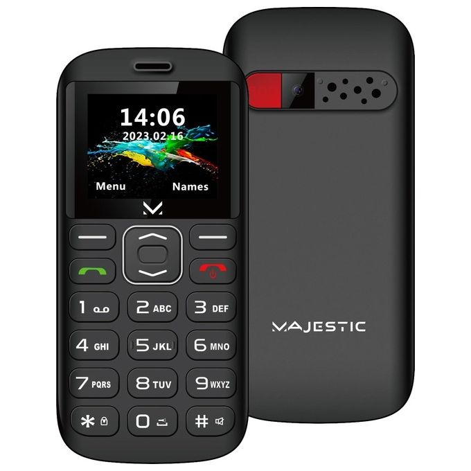 New Majestic SILENO 28 Senior Phone DUAL SIM 1.77” a Colori Torcia LED Tasto SOS Nero - Yeppon