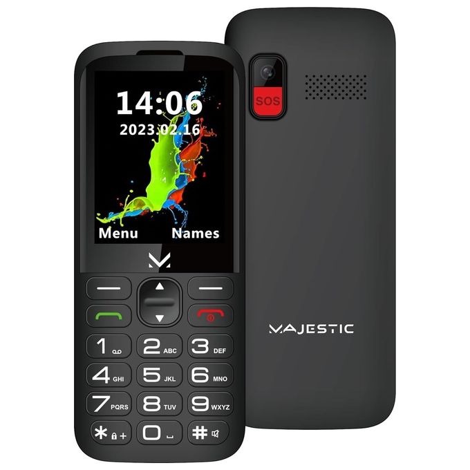 New Majestic SILENO 29 Senior Phone DUAL SIM 2.8” a Colori Torcia LED Tasto SOS Nero - Yeppon