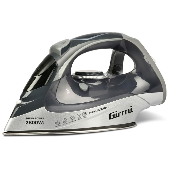 Girmi ST63 Ferro da Stiro a Vapore 2800 Watt Regolazione Temperatura Colpo Vapore 150 g-min Funzione Anti-Calcare 400cc 91 Microfori in piastra INOX Grigio