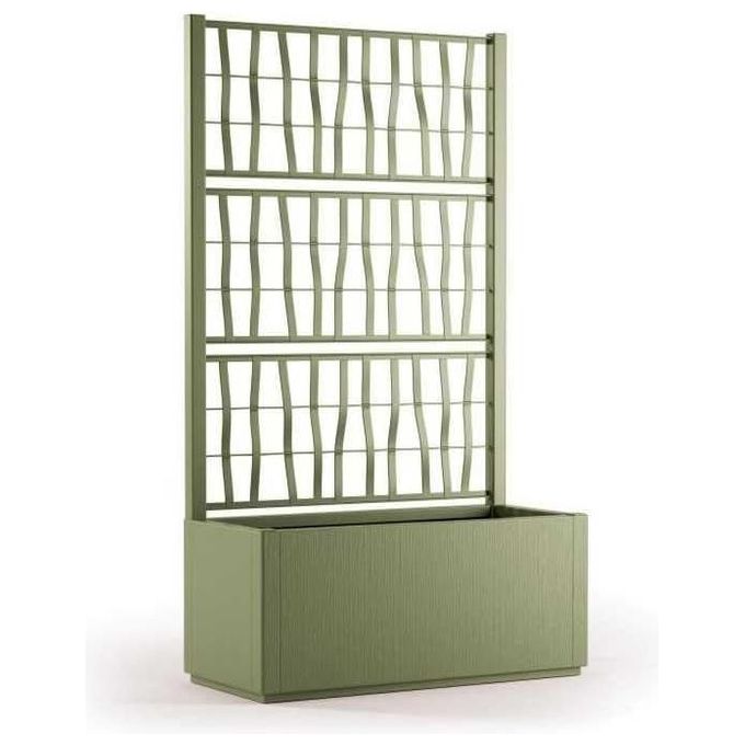 Stefanplast STF1192 Ethica Fioriera Rettangolare con Spalliera 80x36 cm 140 cm 80 L Plastica Riciclata 100% UV colore Verde Oliva
