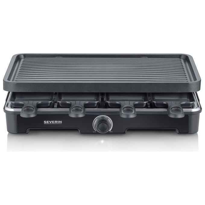 Severin RG9670 Griglia per Raclette 8 persone 1400 W con Piastre Rimovibili e Rivestimento Antiaderente colore Nero