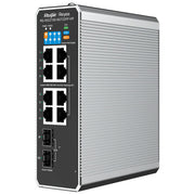 Ruijie RG-NIS2100-8GT2SFP-HP Switch Industriale Gestito L2 8 Porte Gigabit RJ45 2 SFP PoE+ PoE++ IP40 Montabile DIN colore Nero Acciaio inox