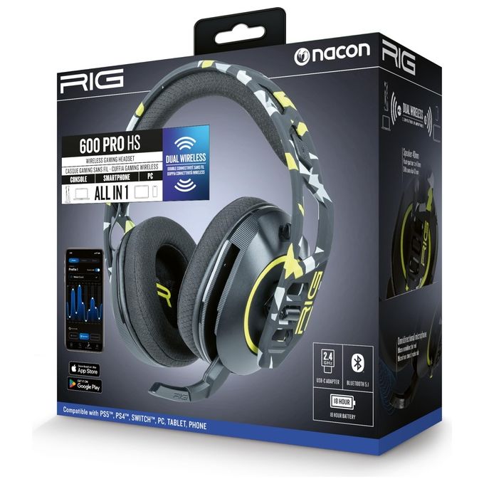 Nacon Cuffie Gaming Rig 600 Pro HS Acid Camo con Audio Immersivo e Comfort Prolungato