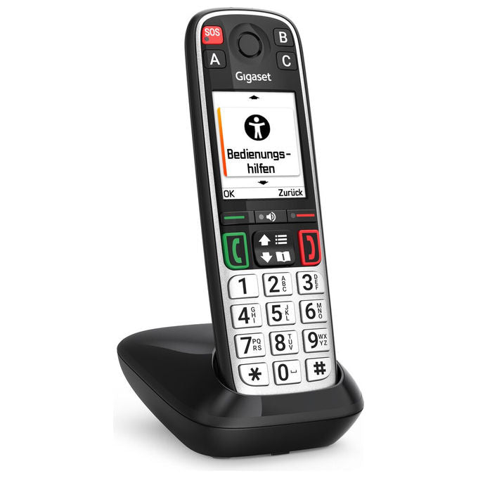 Gigaset S30852-H3115-R101 EASY 500 Telefono analogico DECT con vivavoce identificatore di chiamata rubrica 200 contatti colore Nero Argento