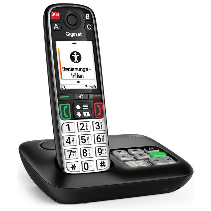Gigaset S30852-H3135-B101 EASY 500A Telefono analogico DECT con identificatore di chiamata vivavoce e rubrica 200 voci colore Nero Argento