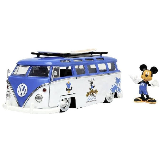 Jada Toys 253075001 Mickey Van Bus in Miniatura Scala 1:24 Die-Cast con Personaggio Mickey Mouse colore Blu Bianco